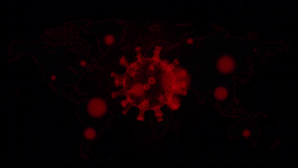 Coronavirus Covid Floating Other Particles Background Animation Virus Cells Map — Stock Video