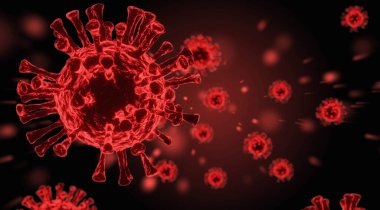 Arkaplan Corona Virüsü (COVID-19) 3D görüntüleme. Kırmızı bakteri, biyolojik hücre