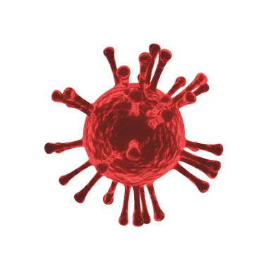 Arkaplan Corona Virüsü (COVID-19) 3D görüntüleme. Beyaz arkaplanda kırmızı bakteri