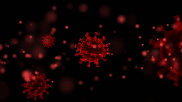 Antecedentes Corona Virus Covid Rendering Bacteria Roja — Foto de Stock