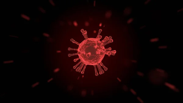 Antecedentes Corona Virus Covid Rendering Bacteria Roja — Foto de Stock