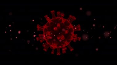 Coronavirus Covid-19 kırmızı bokeh ışık hareketi ya da kırmızı kan hücresi. Virüs arkaplan 3d oluşturma