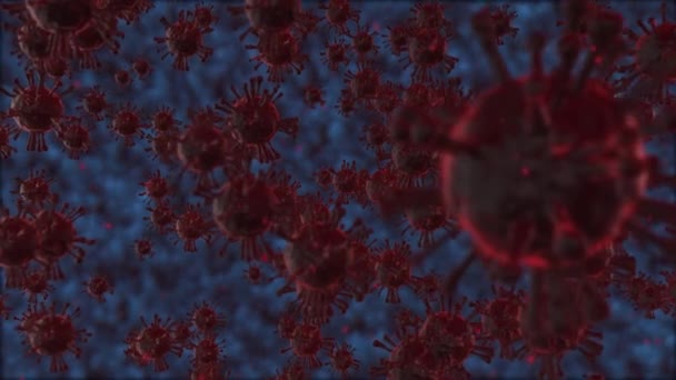 Ιατρικό Υπόβαθρο Κόκκινη Ομάδα Βακτηρίων Κύτταρα Ιών Άλλα Σωματίδια Αποτύπωση — Αρχείο Βίντεο