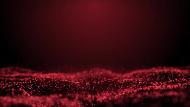 Červené Barevné Částice Vlna Bokeh Světelným Pohybem Abstraktní Pozadí Kopírovat — Stock video