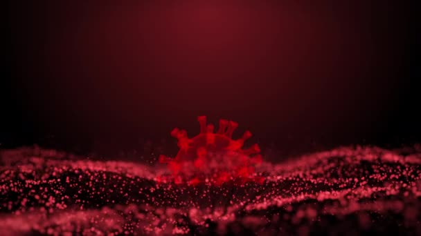 Coronavirus Covid Red Color Particles Wave Red Blood Cell Light — Stock Video