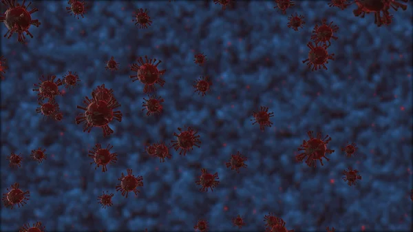 Formación Médica Grupo Bacterias Rojas Células Virus Renderizado — Foto de Stock