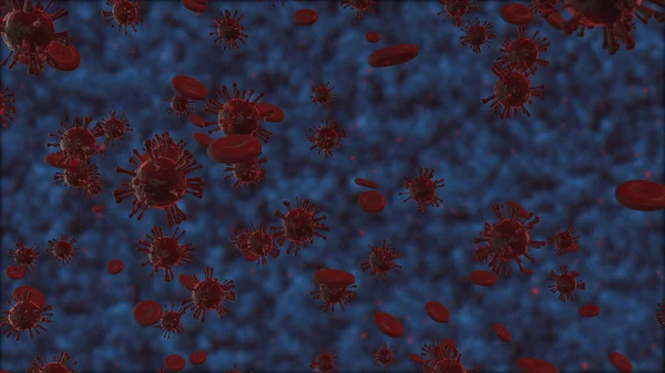 Wykształcenie Medyczne Grupa Czerwonych Bakterii Czerwonych Krwinek Komórki Wirusa Renderowanie — Zdjęcie stockowe