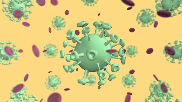 Komórki Bakterii Kreskówki Czerwone Krwinki Jasne Kolory Pastel Tło Renderowanie — Zdjęcie stockowe