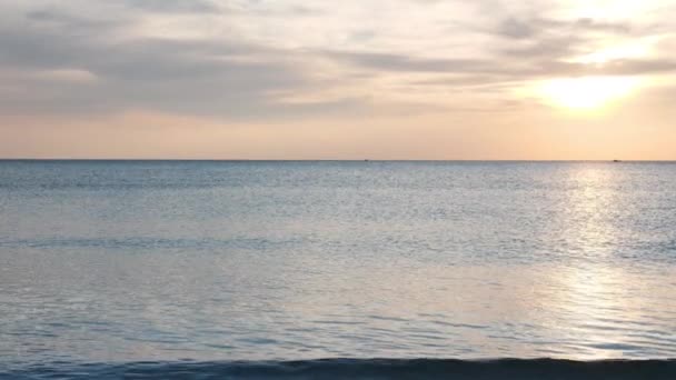 Fundo Mar Céu Pôr Sol Noite Movimento Lento — Vídeo de Stock