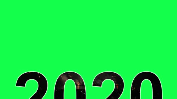 Новым 2020 Годом Настоящий Красочный Фейерверк Зеленый Экран Предпосылки Дизайна — стоковое видео
