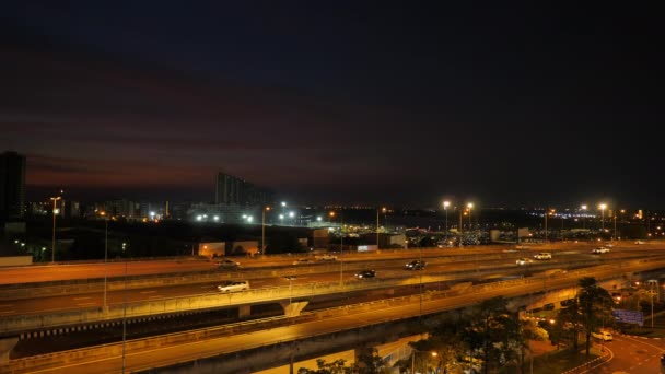 Autopista Durante Crepúsculo Con Fondo Ciudad Bangkok Tailandia Tráfico Transporte — Vídeo de stock