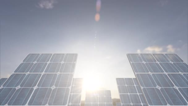 Paneles Solares Atardecer Timelapse Fondo Planta Energía Solar Concepto Energía — Vídeo de stock