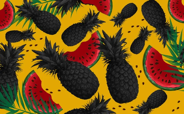 Fond Fruits Tropicaux Ananas Abstraction — Photo