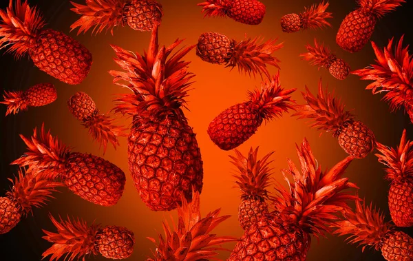 Background Tropical Fruits Pineapples Abstraction — Stock Photo, Image