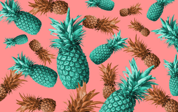 Background of tropical fruits, pineapples, abstraction