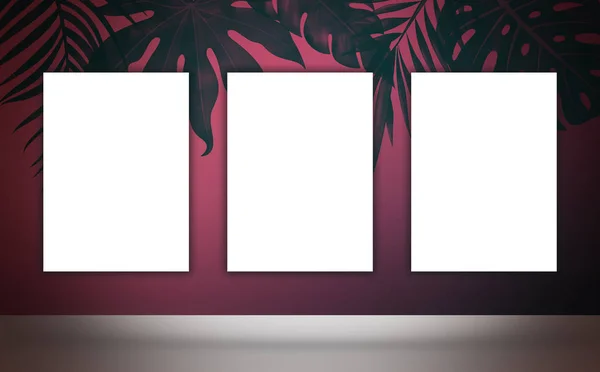 Poster on the background of a wall with tropical leaves, poster, mocap, frame, poster