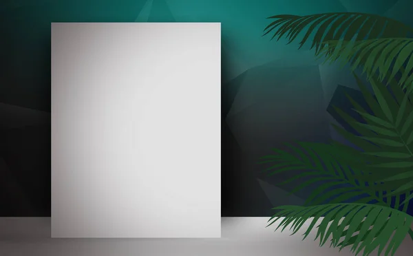 Poster on the background of a wall with tropical leaves, poster, mocap, frame, poster