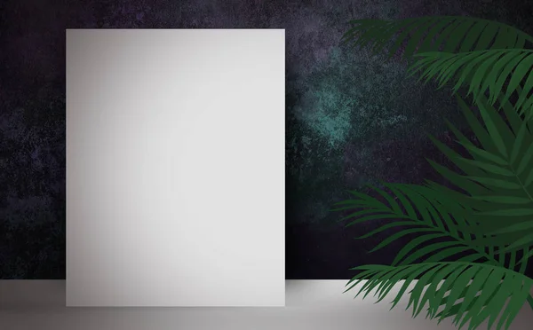 Poster on the background of a wall with tropical leaves, poster, mocap, frame, poster