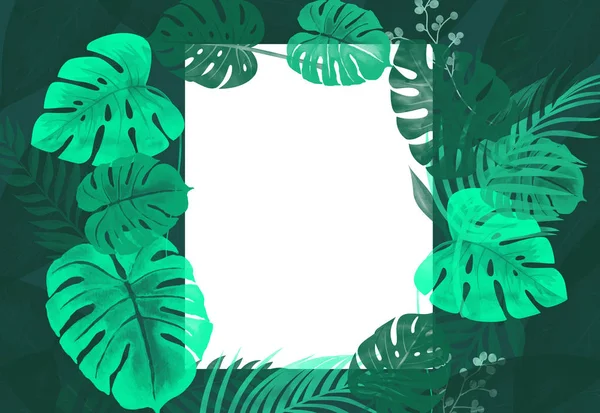 Фон Тропическими Листьями Рамка Плакат — стоковое фото