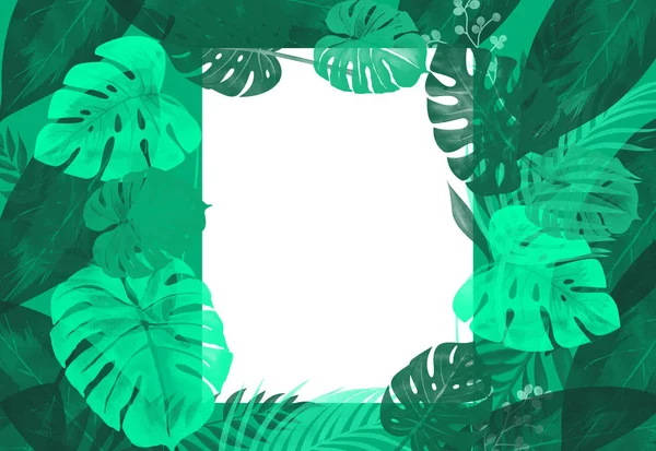 Фон Тропическими Листьями Рамка Плакат — стоковое фото
