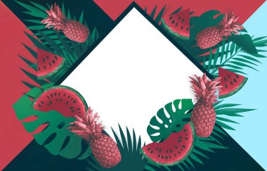 Meyve arka plan ile ananas, karpuz