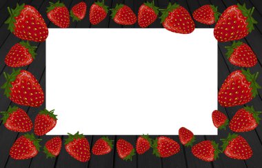 Çilek siyah ahşap zemin çerçeve