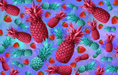 ananas ve çilek ile arka plan
