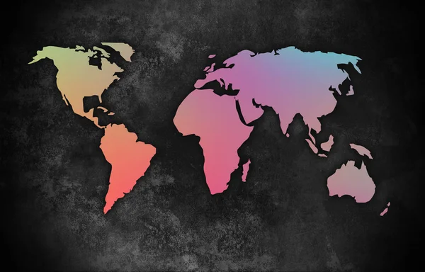 Силуэт Карты Мира Темном Фоне Искусство — стоковое фото