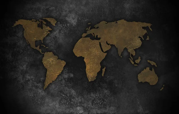 Silhouette World Map Dark Background Art — Stock Photo, Image