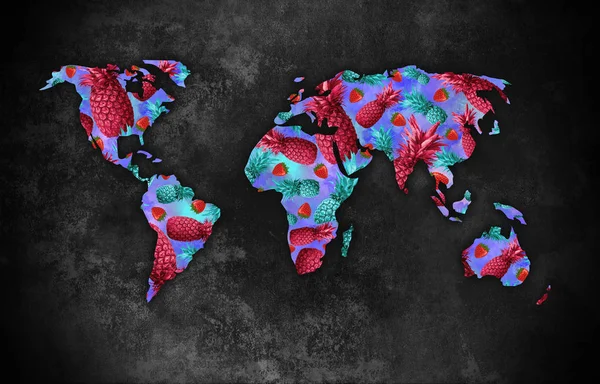 Silhouette Der Weltkarte Auf Dunklem Hintergrund Kunst — Stockfoto