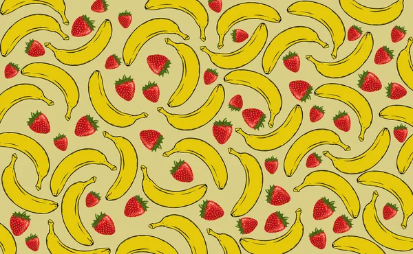 Patroon Van Fruit Banaan Aardbei — Stockfoto