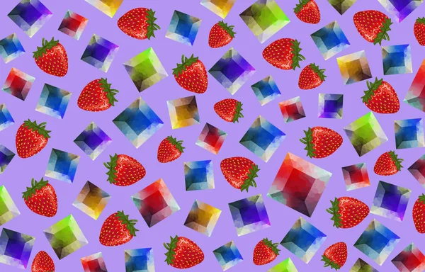 Μοτίβο Φράουλες Και Πέτρες Φρούτα Φόντο — Φωτογραφία Αρχείου