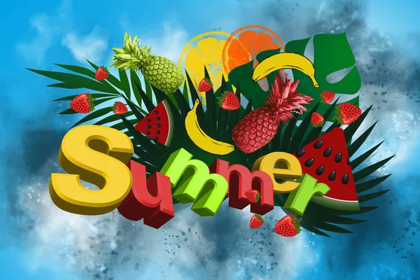 Abstract Fruit Background Illustration Summer Sea — Stock Photo, Image