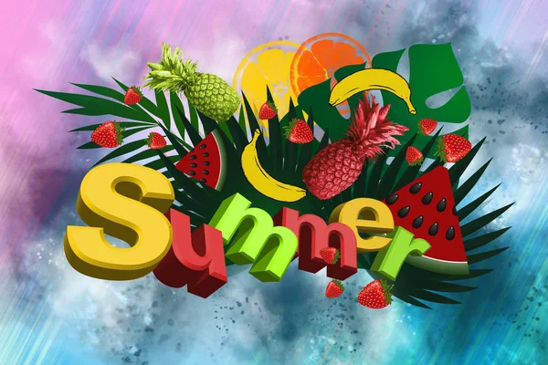 Abstrakte Frucht Hintergrund Illustration Sommer Meer — Stockfoto