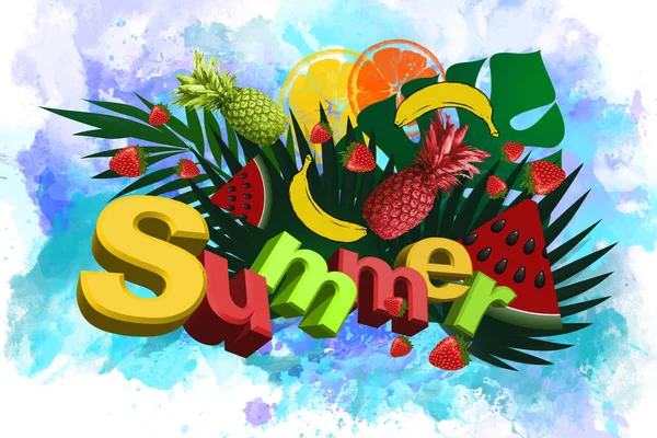 Abstract Fruit Background Illustration Summer Sea — Stock Photo, Image