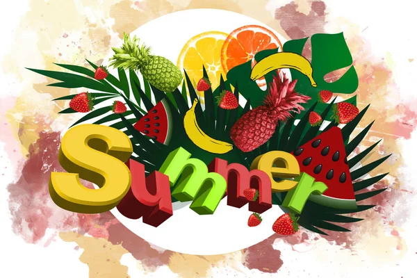 Abstract Fruit Background Illustration Summer Sea — Stock Photo, Image