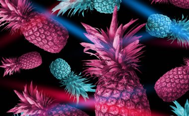 Ananas, neon ışık ile arka plan