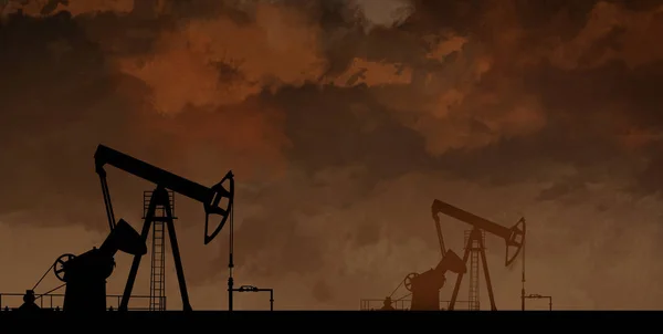 Olie Een Industriële Olieproductiefaciliteit Abstracte Achtergrond Nachtzicht Extra Realiteit Vorm — Stockfoto