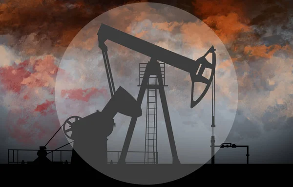 Petrol Endüstriyel Petrol Üretim Tesisi Soyut Arka Plan Gece Görüşü — Stok fotoğraf