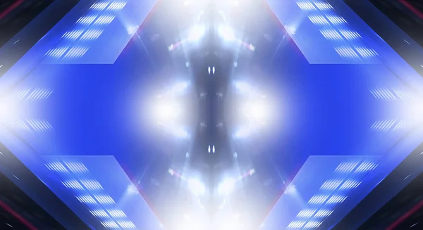 Темний Фон Лініями Прожекторами Неонове Світло Нічний Вигляд Абстрактний Синій — стокове фото