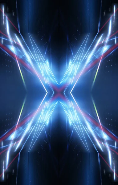 Abstract Futuristic Blue Neon Background Lines Light Rays Abstract Light — 스톡 사진