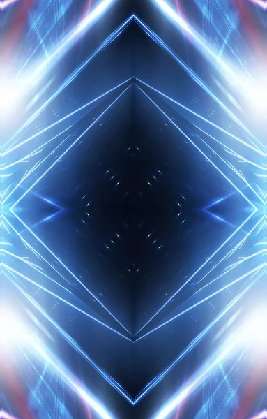 Abstrakt Futuristisk Blå Neon Bakgrund Linjer Och Ljusstrålar Abstrakt Ljus — Stockfoto