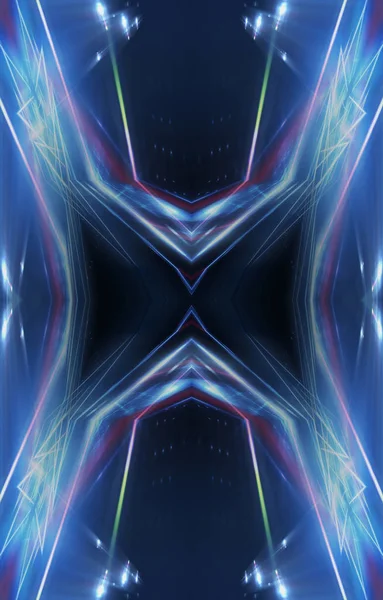 Abstrakter Futuristischer Blauer Neon Hintergrund Linien Und Lichtstrahlen Abstraktes Licht — Stockfoto