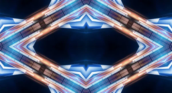 Hintergrund Der Leeren Bühnenshow Neonblaues Und Violettes Licht Und Lasershow — Stockfoto