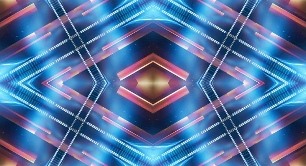 Hintergrund Der Leeren Bühnenshow Neonblaues Und Violettes Licht Und Lasershow — Stockfoto