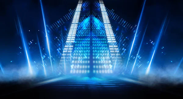 Pozadí Prázdné Scény Neonově Modrá Fialová Světelná Laserová Show Laserové — Stock fotografie
