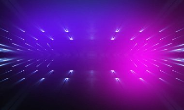Ultraviyole soyut ışık. Diyot bant, ışık hattı. Violet ve pembe gradyan. Modern arka plan, neon ışık. Boş sahne, spot ışıkları, neon ışıklar. Soyut ışık.