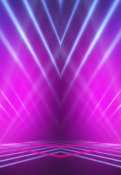 Ultraviolet abstract light. Diode tape, light line. Violet and pink gradient. Modern background, neon light. Empty stage, spotlights, neon. Abstract light.