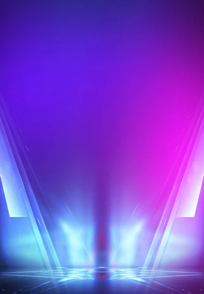 Ultraviolet abstract light. Diode tape, light line. Violet and pink gradient. Modern background, neon light. Empty stage, spotlights, neon. Abstract light.