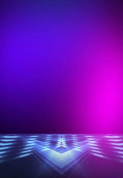 Ultraviolet abstract light. Diode tape, light line. Violet and pink gradient. Modern background, neon light. Empty stage, spotlights, neon. Abstract light.